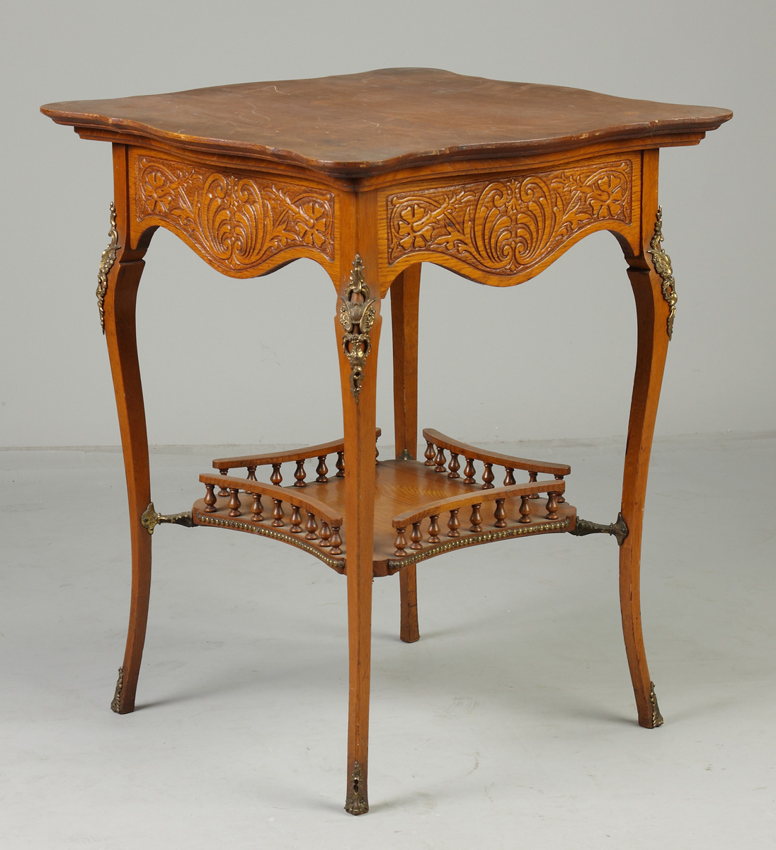 Victorian Oak Table w/brass