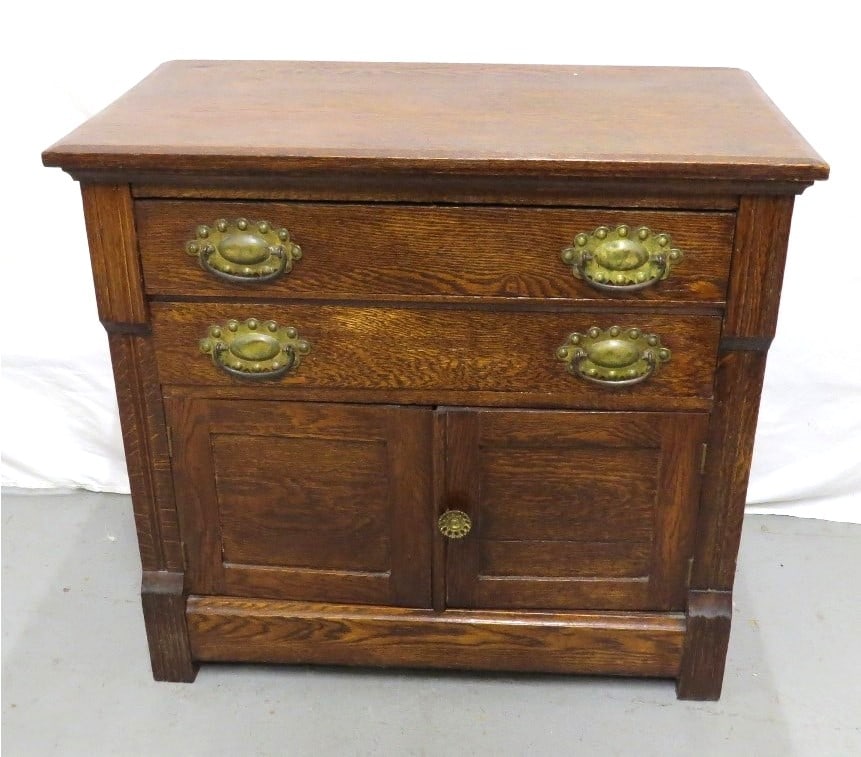 VICTORIAN OAK TWO DRAWER / TWO DOOR
