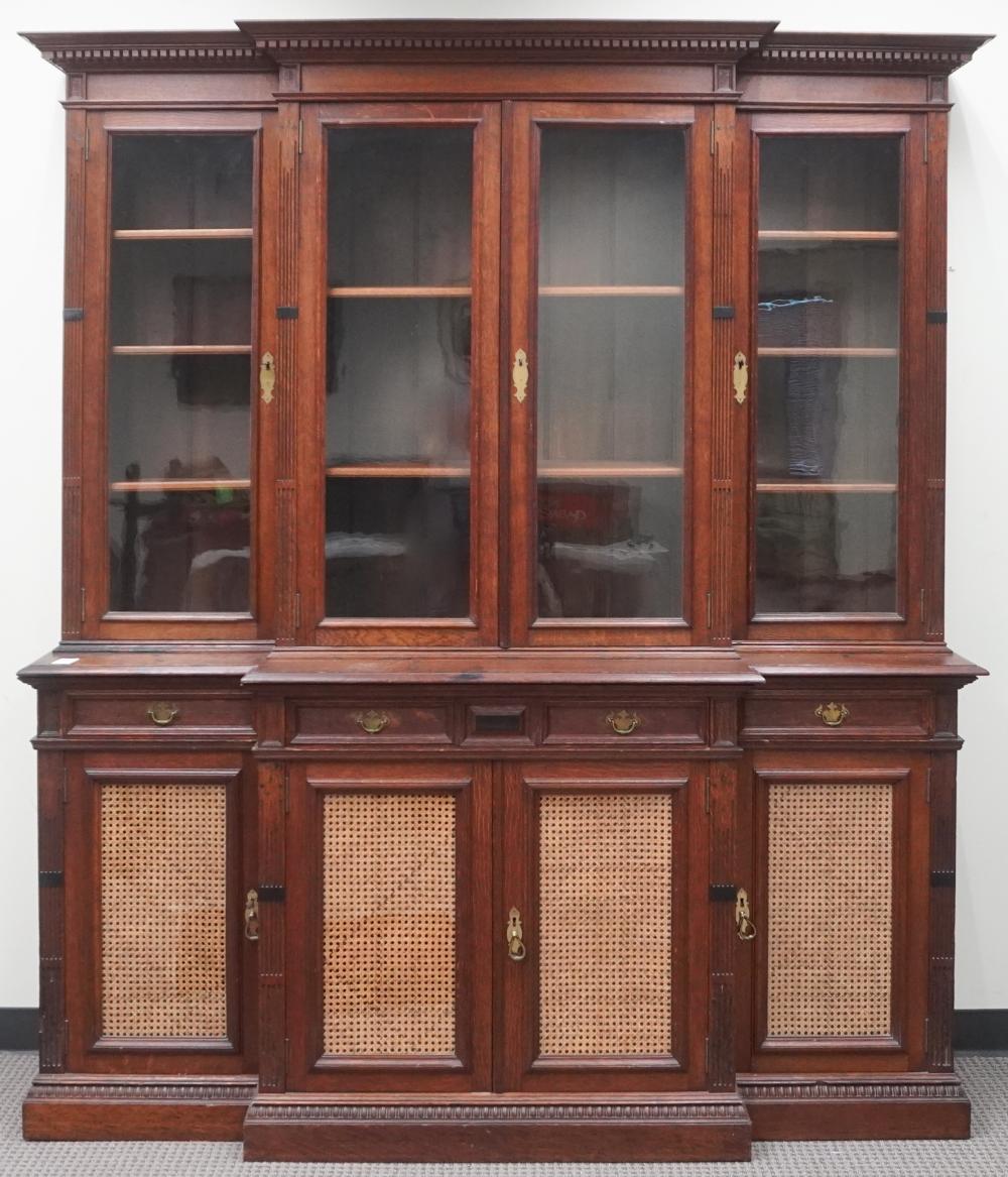 VICTORIAN OAK TWO-PART BOOKCASE