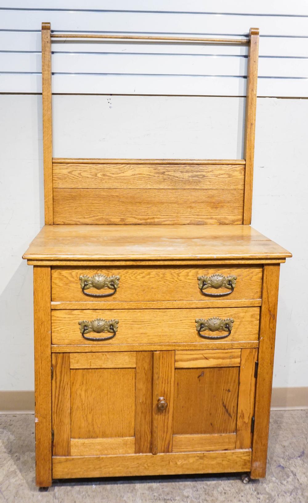 VICTORIAN OAK WASH STAND, 60 X 31 X