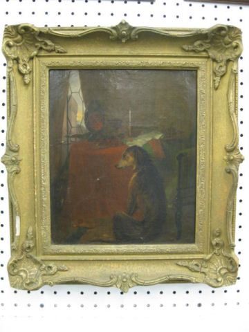 Victorian Oil on Canvas of a Dog