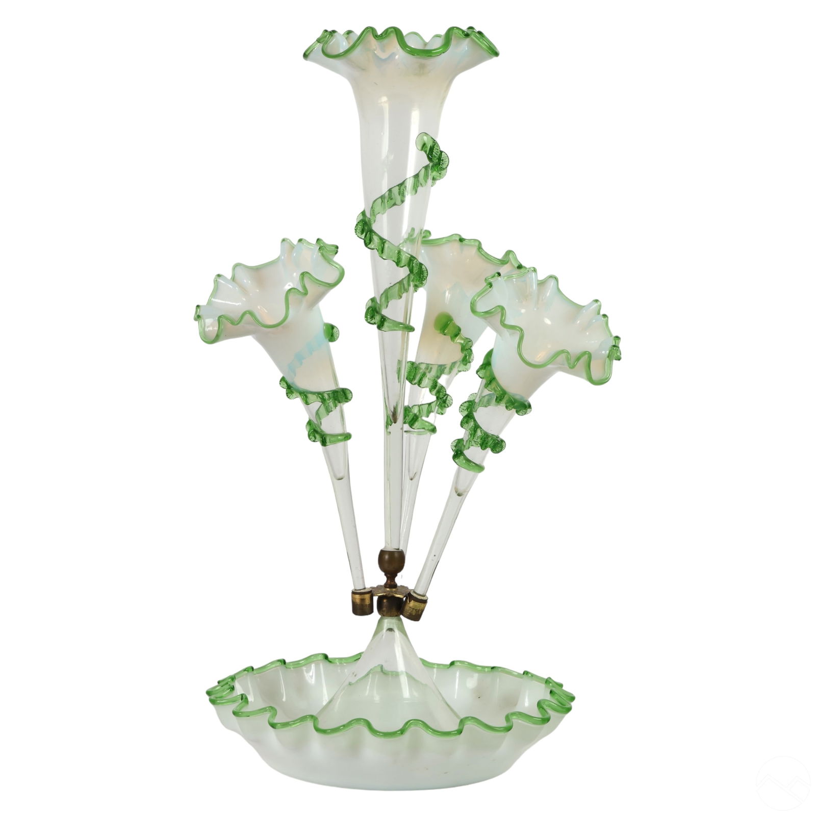 VICTORIAN OPALINE AND GREEN GLASS