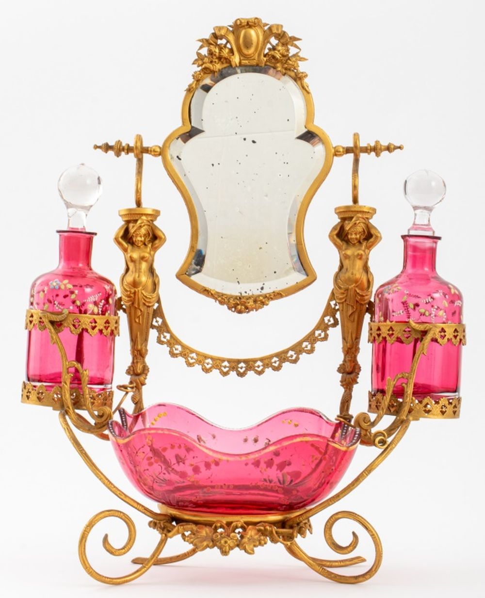 VICTORIAN ORMOLU & ENAMELED ROSE