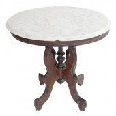 VICTORIAN OVAL MARBLE TOP TABL