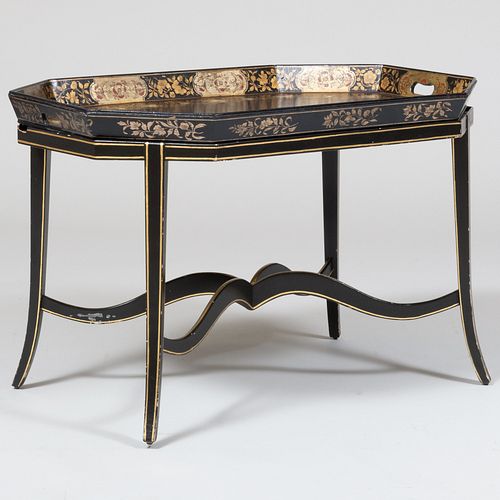 VICTORIAN PAINTED AND PARCEL-GILT