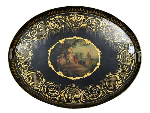VICTORIAN PAINTED TOLE TRAY, HAVING