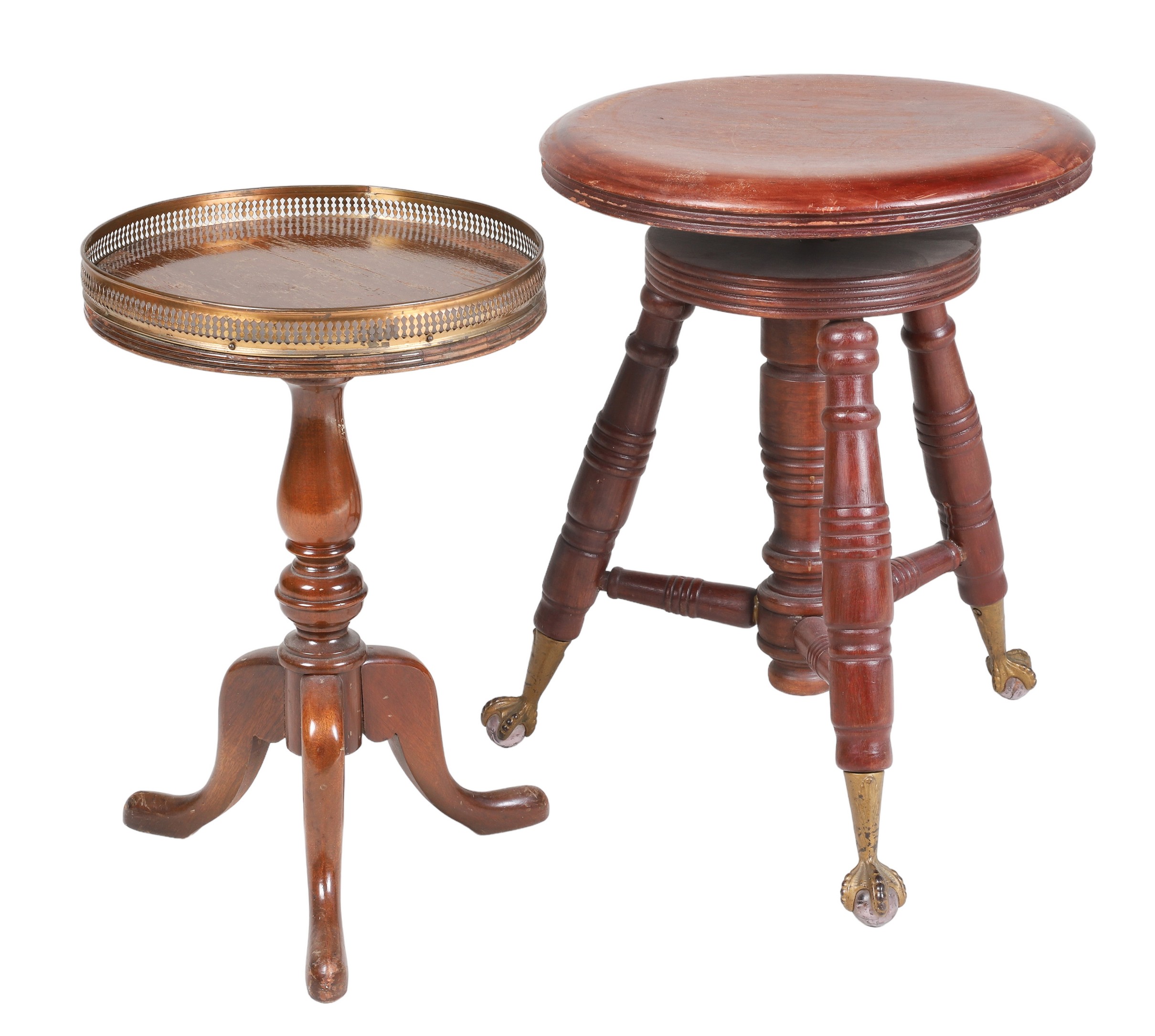 Victorian piano bench, claw feet