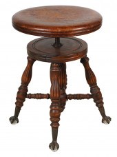VICTORIAN PIANO STOOLwith leat