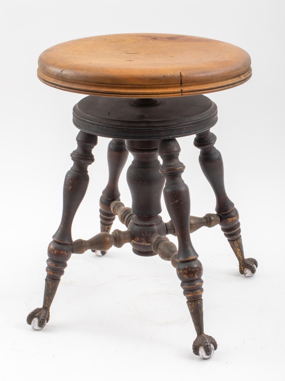 VICTORIAN PIANO WOOD STOOL WITH
