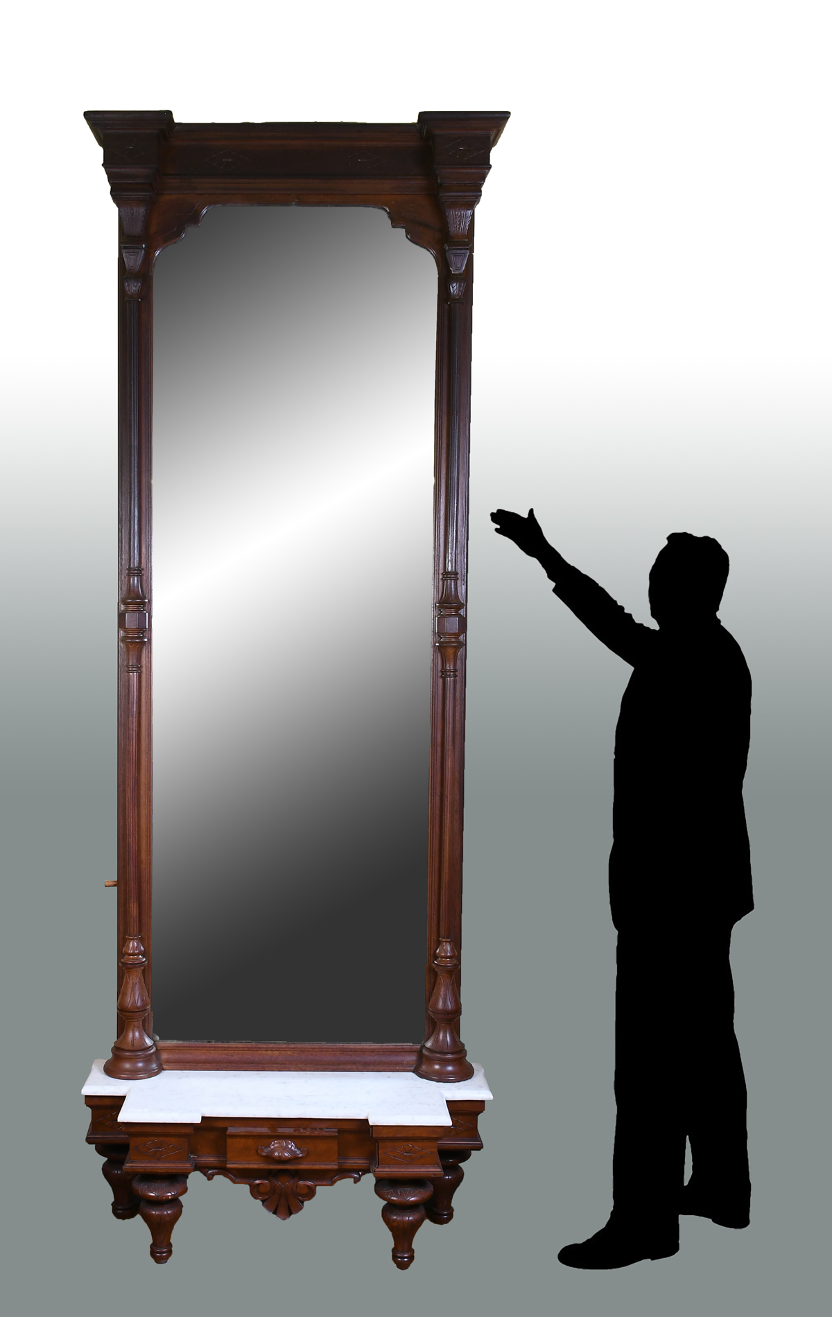 VICTORIAN PIER MIRROR: Large carved