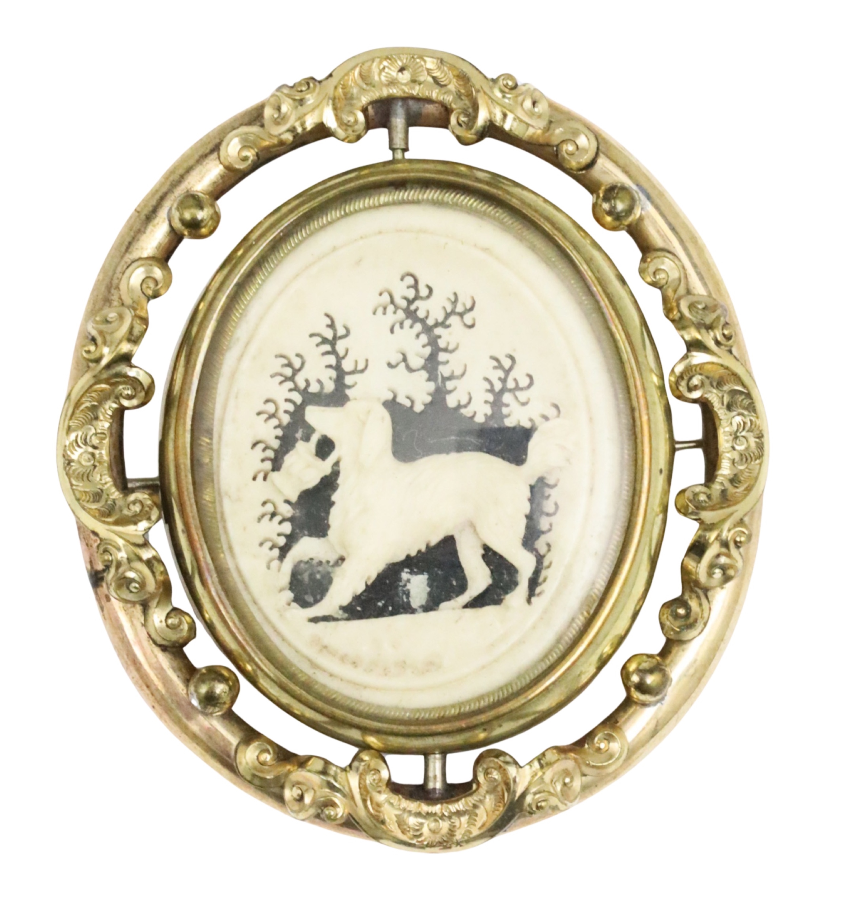 VICTORIAN PINCHBECK SWIVEL BROOCH