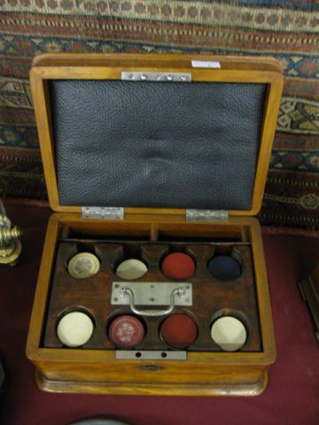Victorian Poker Chip Set in Oak Box