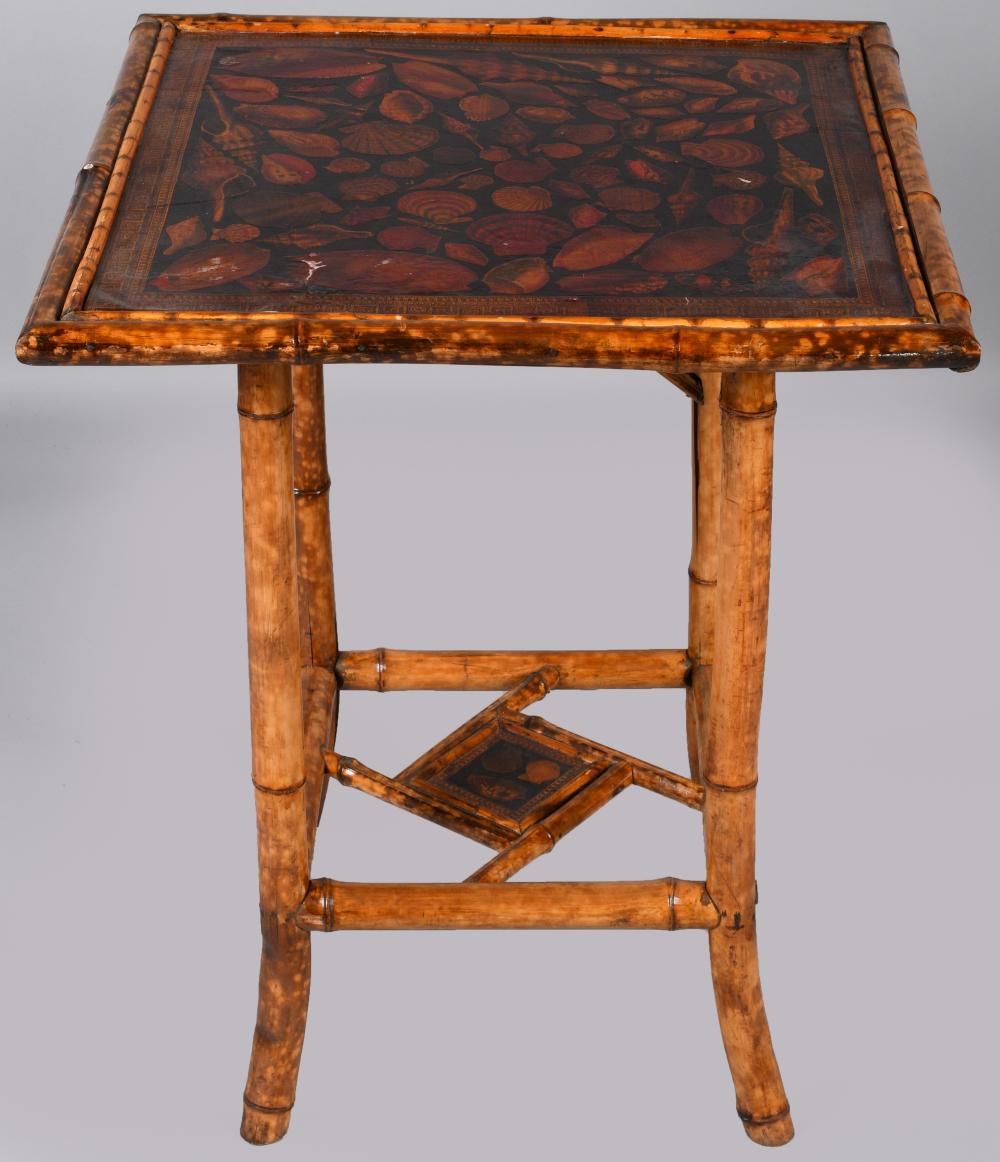 VICTORIAN RATTAN AND DECOUPAGE SIDE