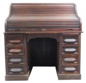 VICTORIAN ROLL TOP DESK, MID-L