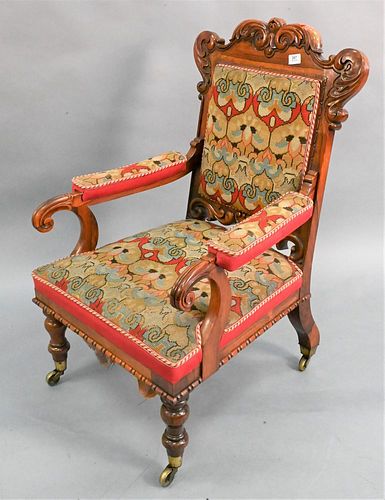 VICTORIAN ROSEWOOD ARMCHAIR, HAVING