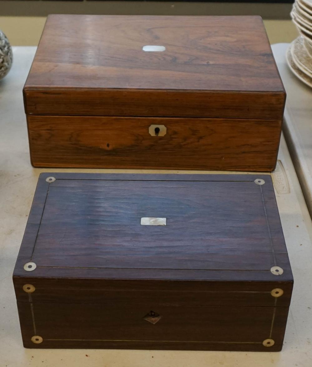 VICTORIAN ROSEWOOD LAP DESK AND A