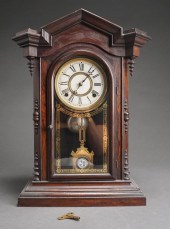 VICTORIAN ROSEWOOD MANTLE CLOC