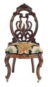 VICTORIAN ROSEWOOD SIDE CHAIR,