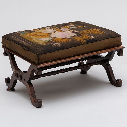 VICTORIAN ROSEWOOD X-FRAME STOOL