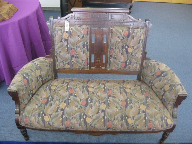 Victorian Settee carved walnut.