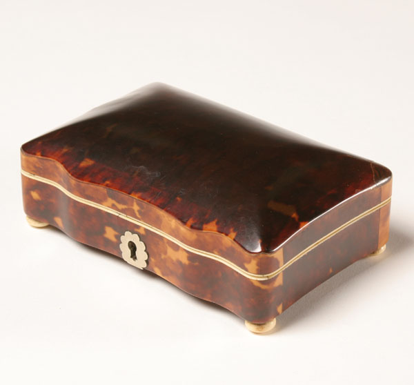 Victorian shell box; bone feet,