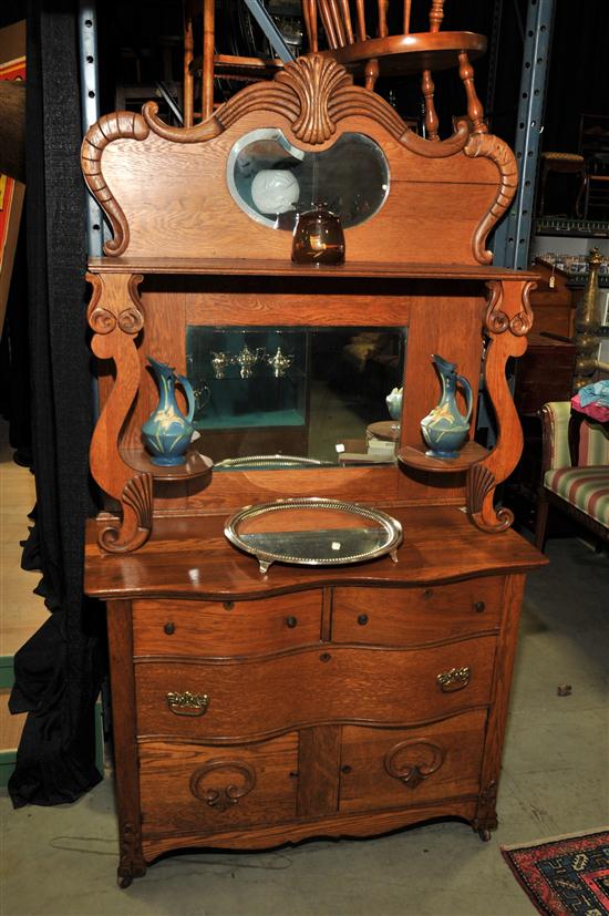 VICTORIAN SIDEBOARD. Oak having a