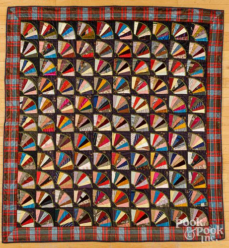 VICTORIAN SILK CRAZY FAN QUILT,