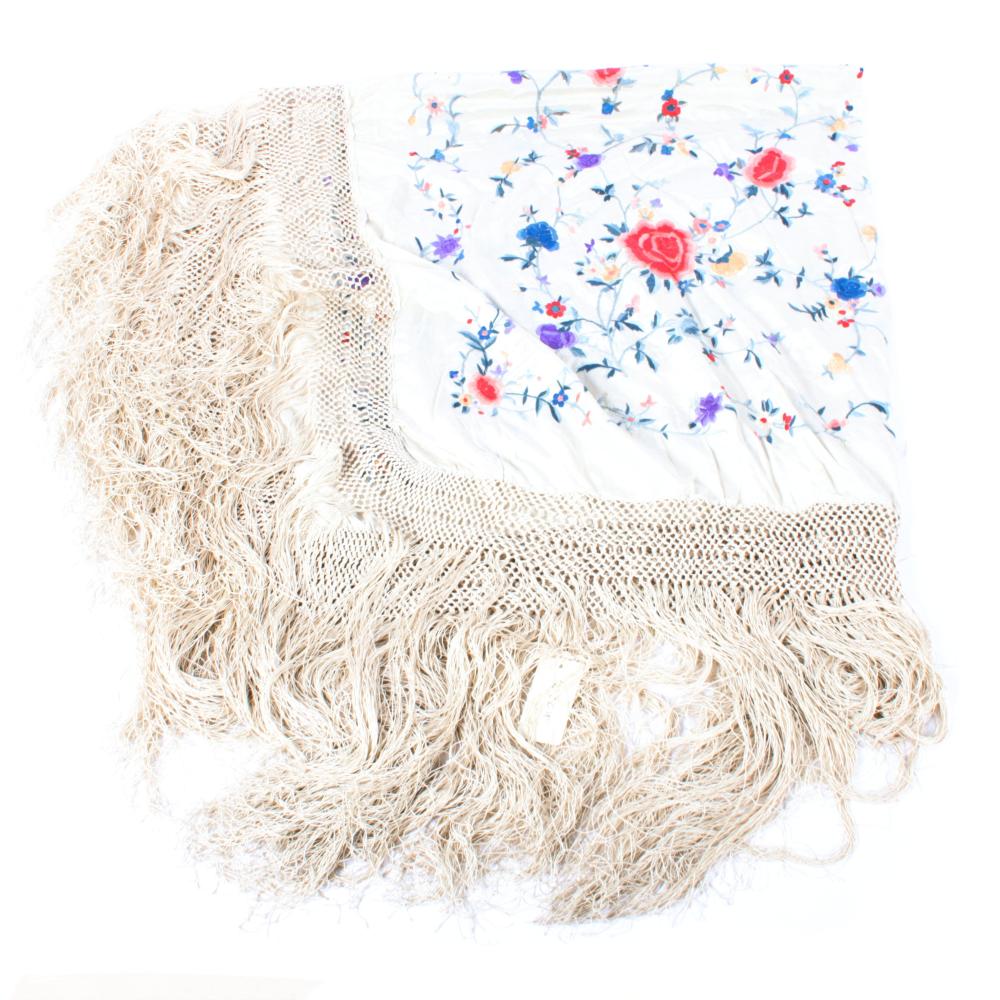 VICTORIAN SILK PIANO SHAWL WITH A