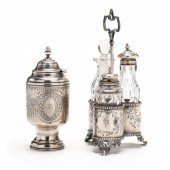 VICTORIAN SILVER CRUET AND MUS