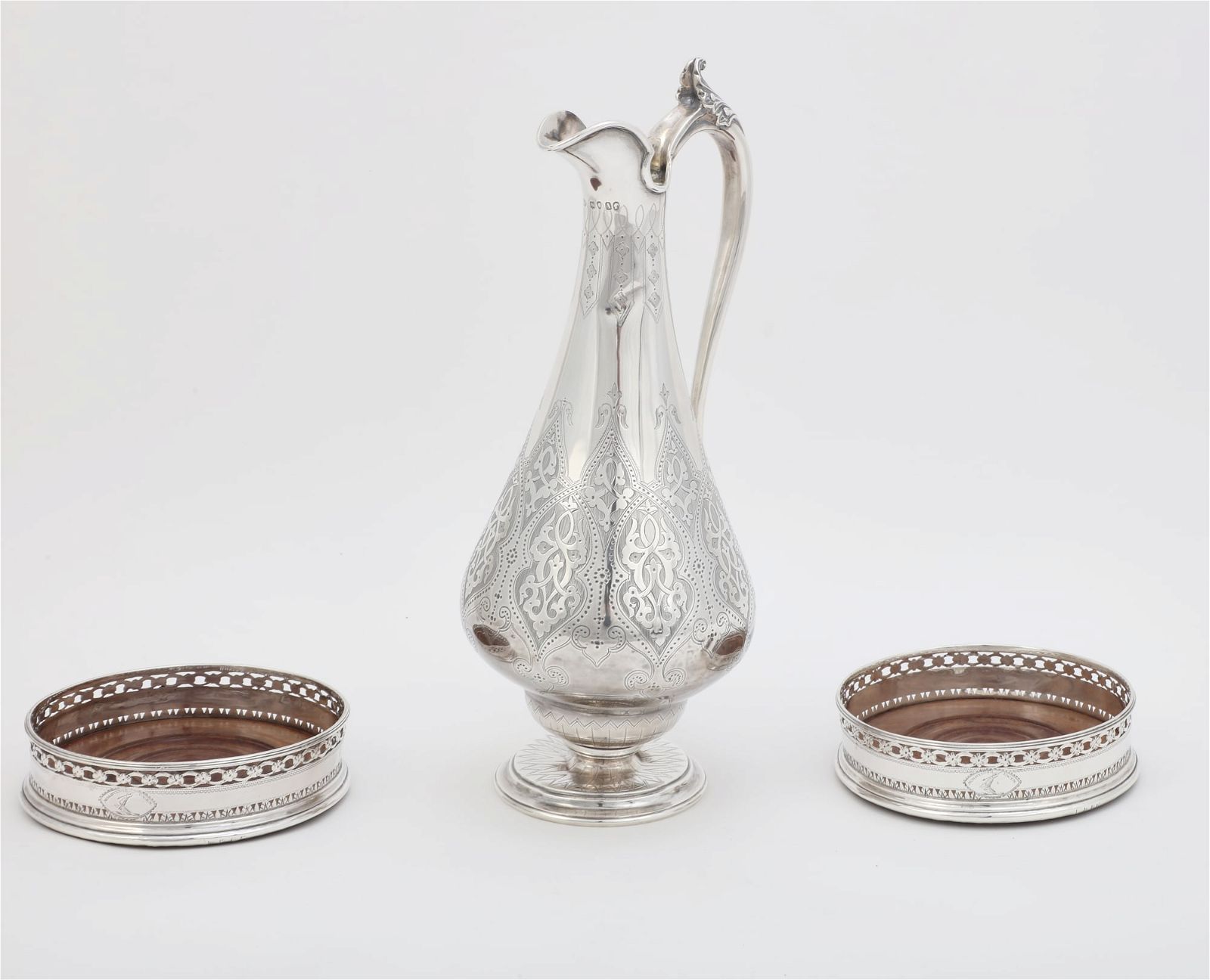 VICTORIAN SILVER JUG AND PAIR