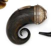 Victorian silver mounted ram's