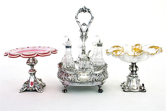 Victorian silverplate cruet and