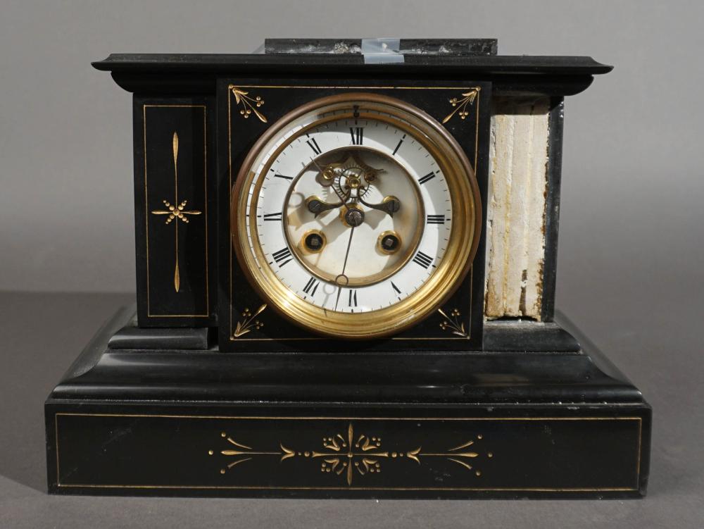 VICTORIAN SLATE MANTLE CLOCK,