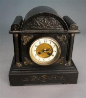VICTORIAN SLATE MANTLE CLOCK,