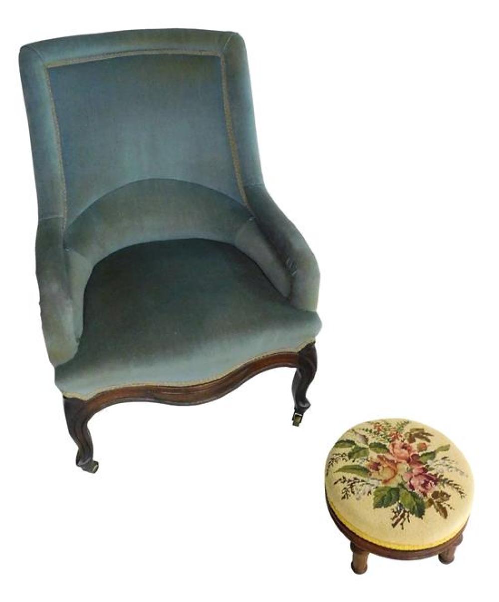 VICTORIAN SLIPPER CHAIR WITH
