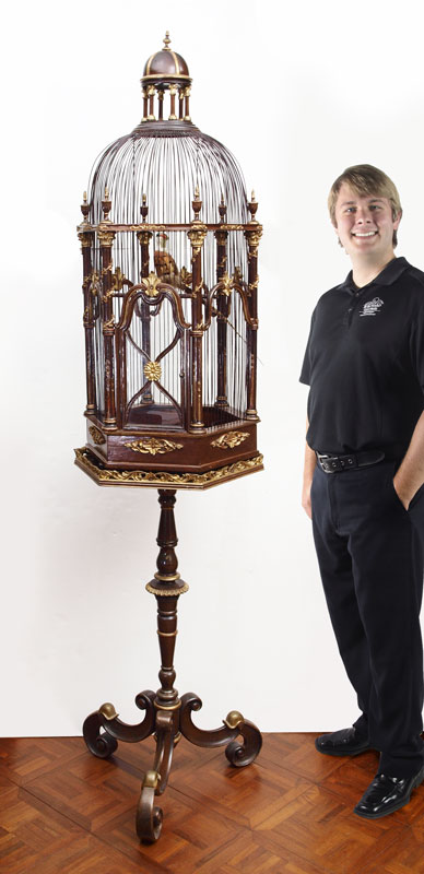 VICTORIAN STYLE BIRD CAGE ON STAND: