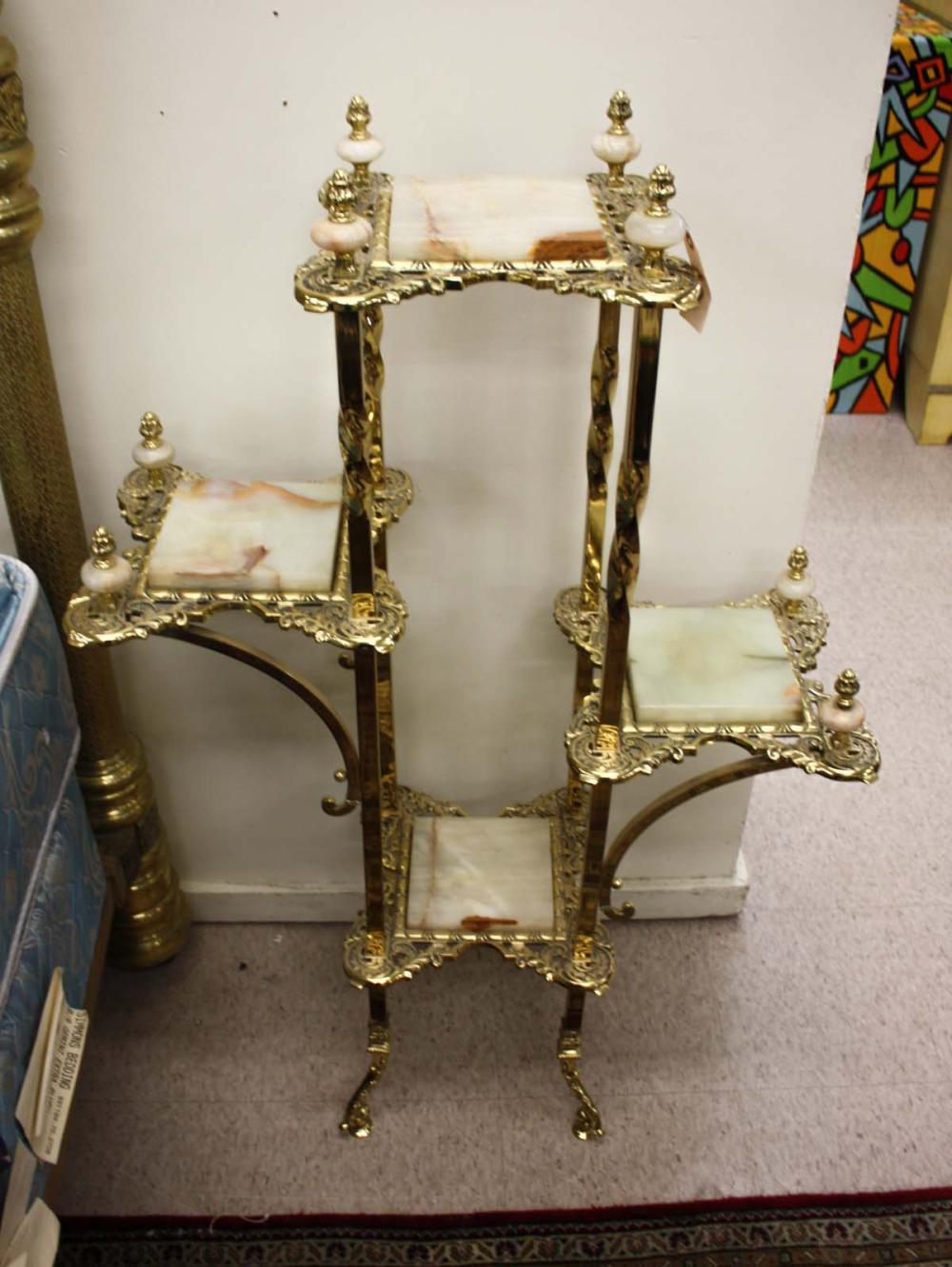 VICTORIAN STYLE BRASS AND ONYX