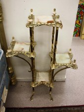 VICTORIAN STYLE BRASS AND ONYX