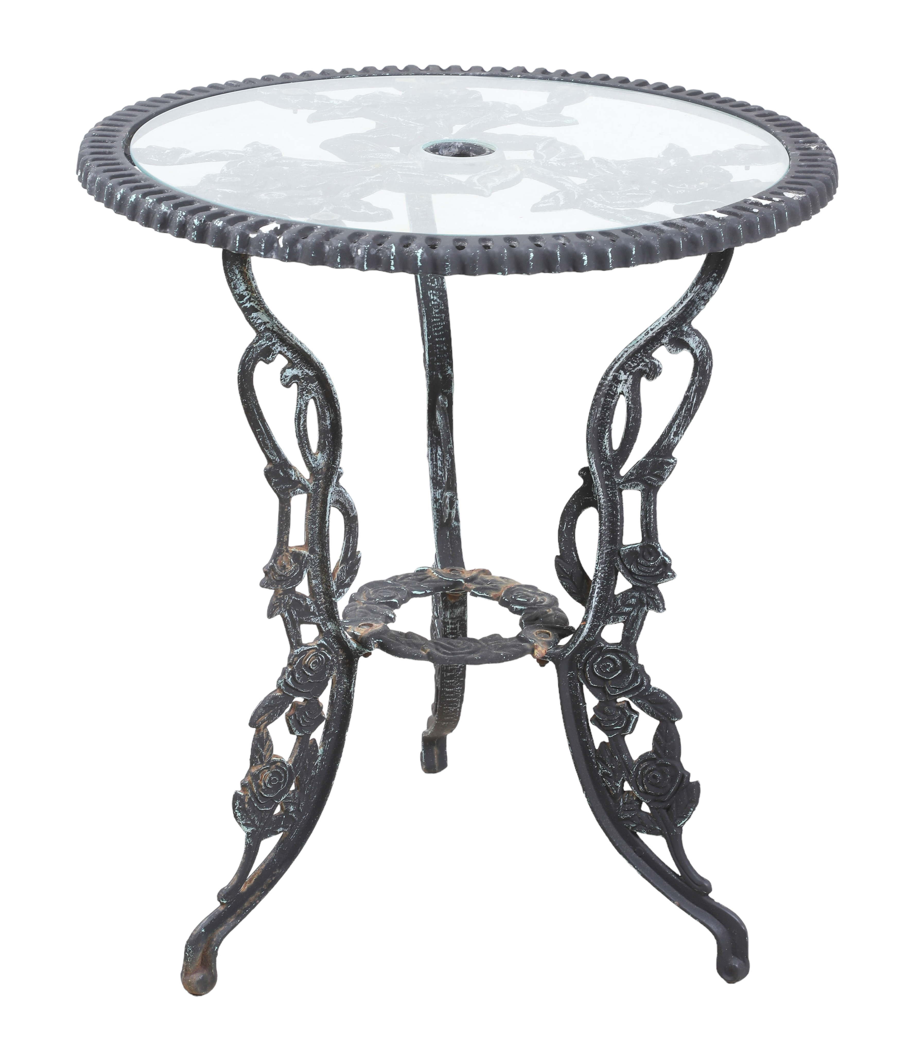 Victorian style green metal glass