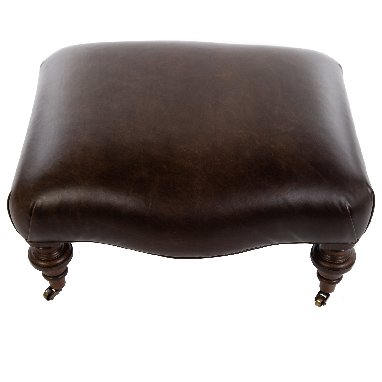 VICTORIAN STYLE LEATHER OTTOMAN