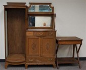 VICTORIAN STYLE OAK BEVEL MIRR