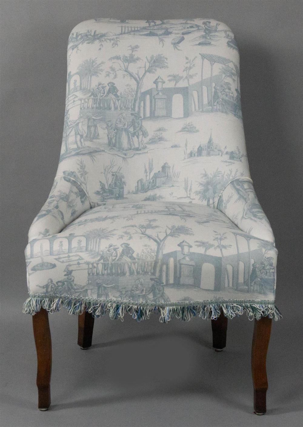 VICTORIAN STYLE TOILE UPHOLSTERED