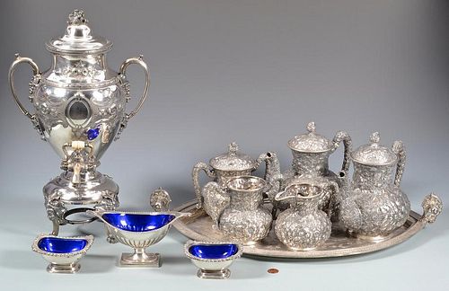 VICTORIAN TEA SERVICE W/ URN, TRAY,