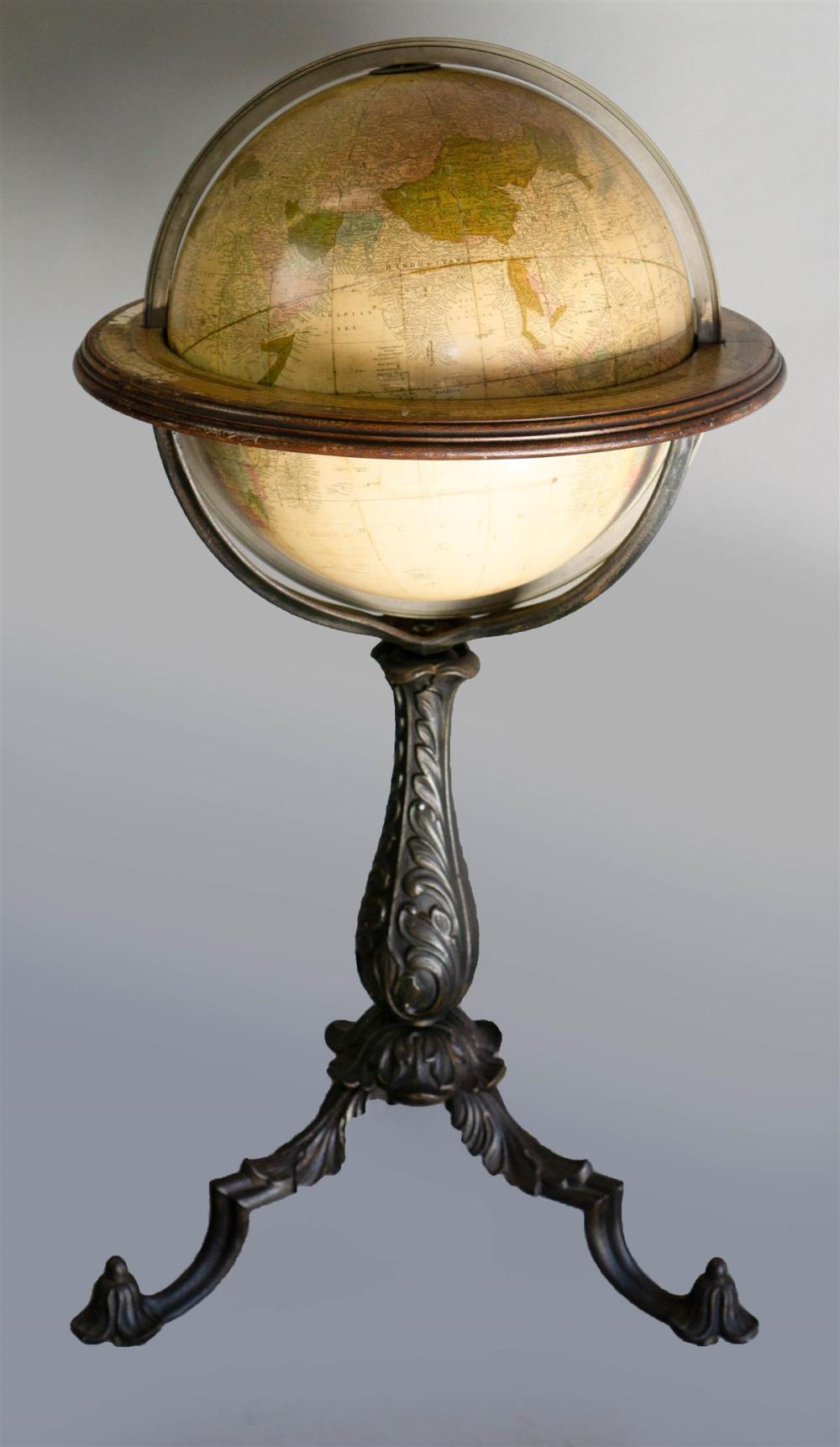 VICTORIAN TERRESTRIAL GLOBE ON CAST