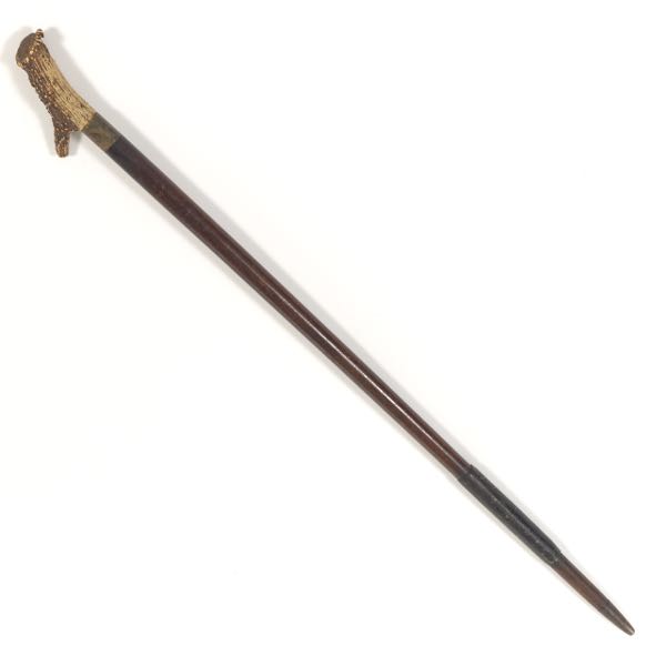 VICTORIAN TIGER MAPLE, DEER ANTLER,