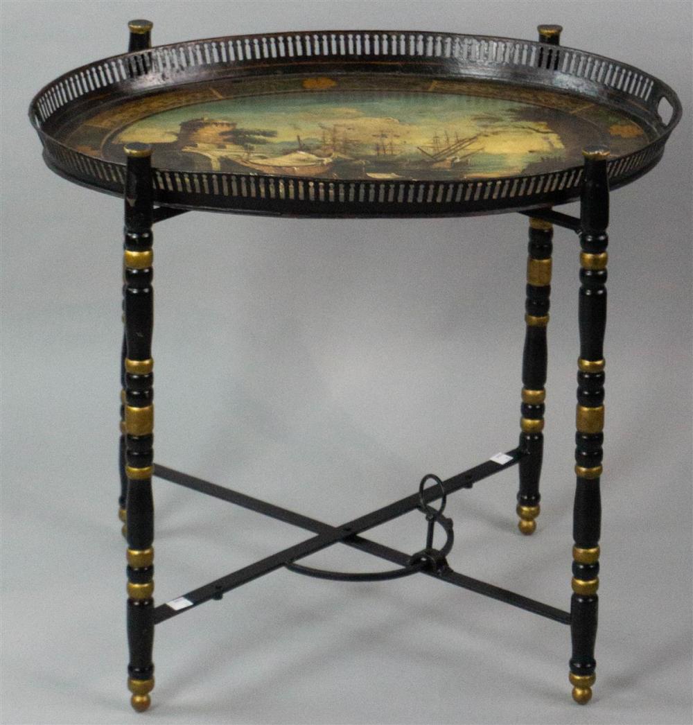 VICTORIAN TOLE PEINTE OVAL TRAY