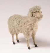 Victorian toy; wooly sheep wit