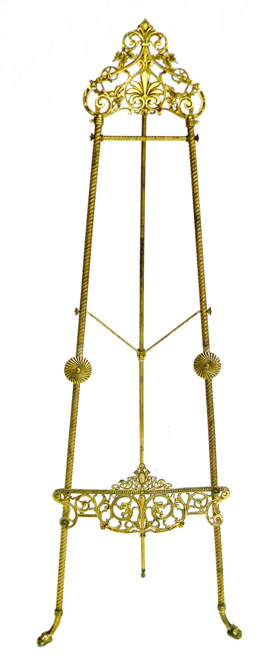 Victorian tripod floor easel  brass
