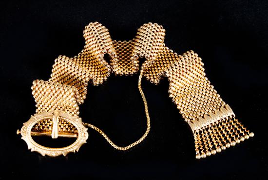 Victorian unmarked gold mesh