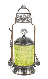 Victorian vaseline glass pickl